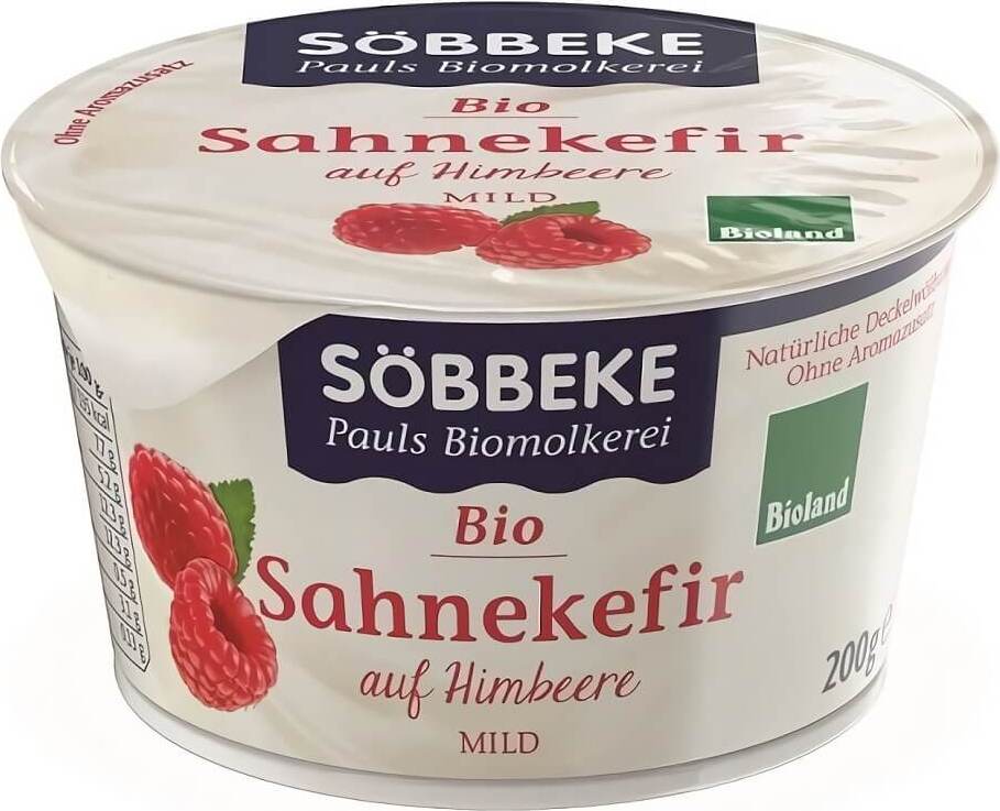 Sahnekefir mit Himbeeren BIO 200 g - SOBBEKE