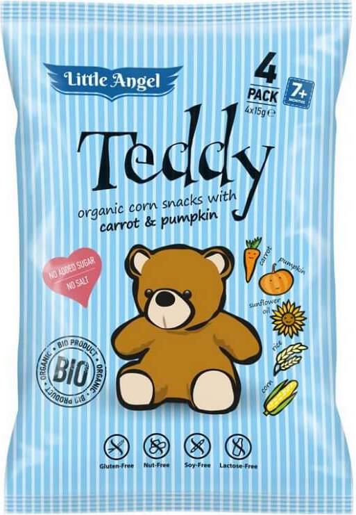 Maischips Teddy Karotten und Kürbis ab 7 Monaten glutenfrei BIO 4x15 g LITTLE ANGEL