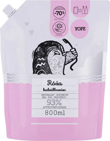 Natürliches regenerierendes Duschgel Rose und Weihrauch Nachfüllpackung 800 ml YOPE