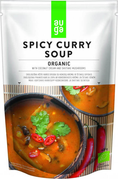 Pikante Currysuppe mit Kokoscreme und Shiitake-Pilzen BIO 400 g AUGA