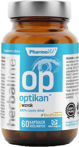 Optikan Sehkraft mit dem Zusatz von Bioperine 60 Kapseln vcaps PHARMOVIT HERBALLINE