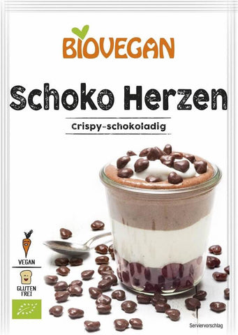 Dekoratives Topping mit glutenfreien Schokoladenherzen BIO 35 g - BIO VEGAN