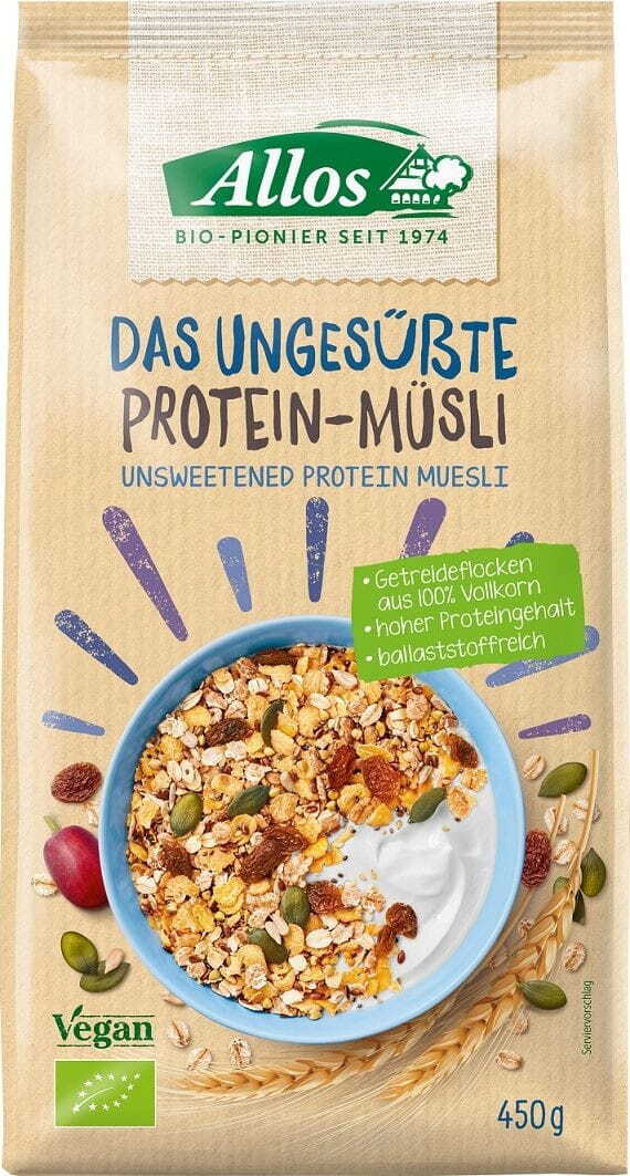 Proteinmüsli ohne Zuckerzusatz BIO 450 g - ALLOS