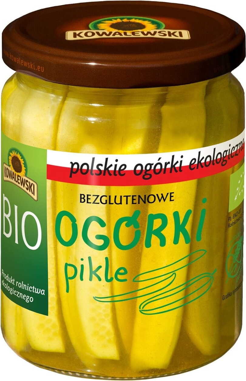 Gurken, geschält, geschnitten, glutenfrei BIO 540 ml (270 g) - KOWALEWSKI