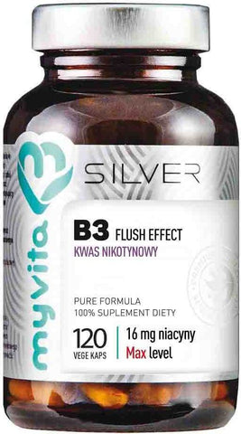 Vitamin B3 Nikotinsäure 16 MG 120 pflanzliche Kapseln 70 g MYVITA SILVER PURE