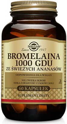 Bromelain Bromelain 1000 MG gdu aus frischer Ananas 60 Kapseln SOLGAR