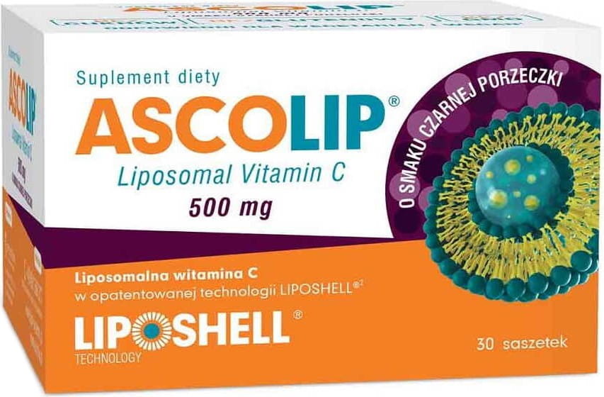 Liposomales Vitamin C 500mg Liposomales Vitamin C 30 Beutel à 5 g, Geschmack schwarze Johannisbeere ASCOLIP