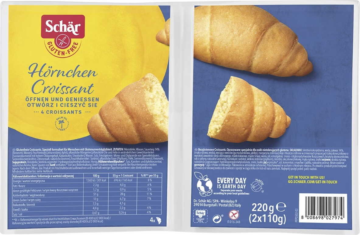 Glutenfreie Croissants 4 Stück 220 g SCHÄR