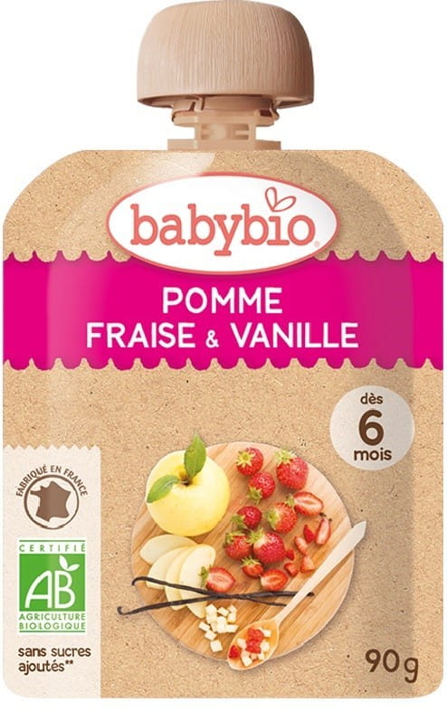 Apfel-Erdbeer-Vanille-Dessert ab 6 Monaten 90 g BIO BABYBIO