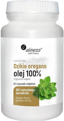 Wildes Oreganoöl 100 % Oregano 144 mg Carvacrol 130 mg 90 % natürliches Carvacrol 90 Weichkapseln ALINESS