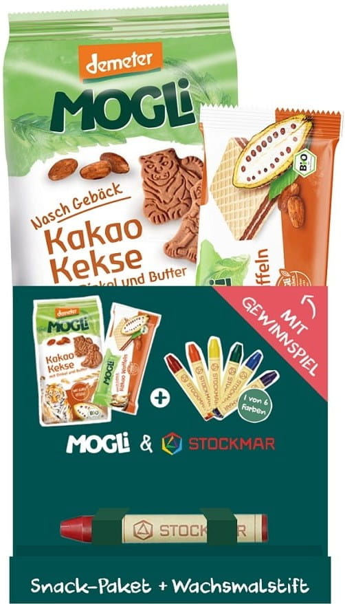 Ein Set BIO-Kakao-Snacks mit Buntstift für Kinder - MOGLI