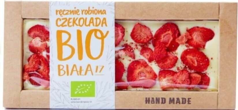 Weiße Schokolade mit Erdbeeren BIO 53 g - ALTE POLNISCHE SÜSSWAREN