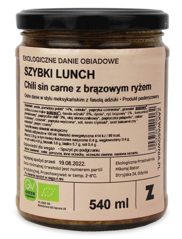 Chili sin Carne mit Naturreis BIO 540 ml - BESTELLUNG