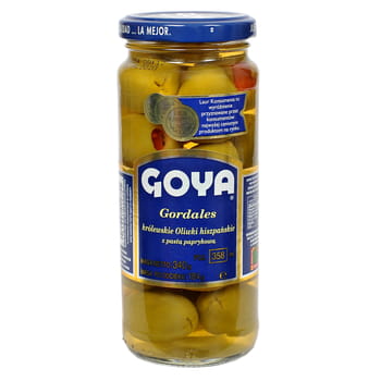 Spanische königlich grüne Gordales-Oliven mit Goya-Pfefferpaste 358 ml