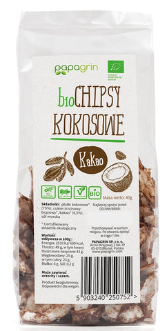 Kokoschips mit Kakao BIO 40 g - PAPAGRIN