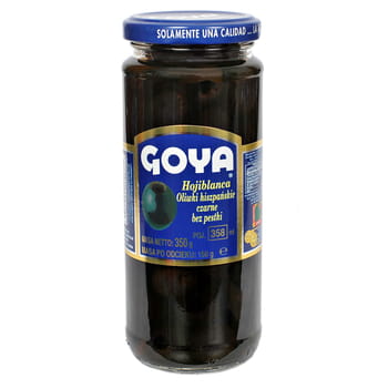 Spanische schwarze Oliven ohne Kerne Goya 358ml