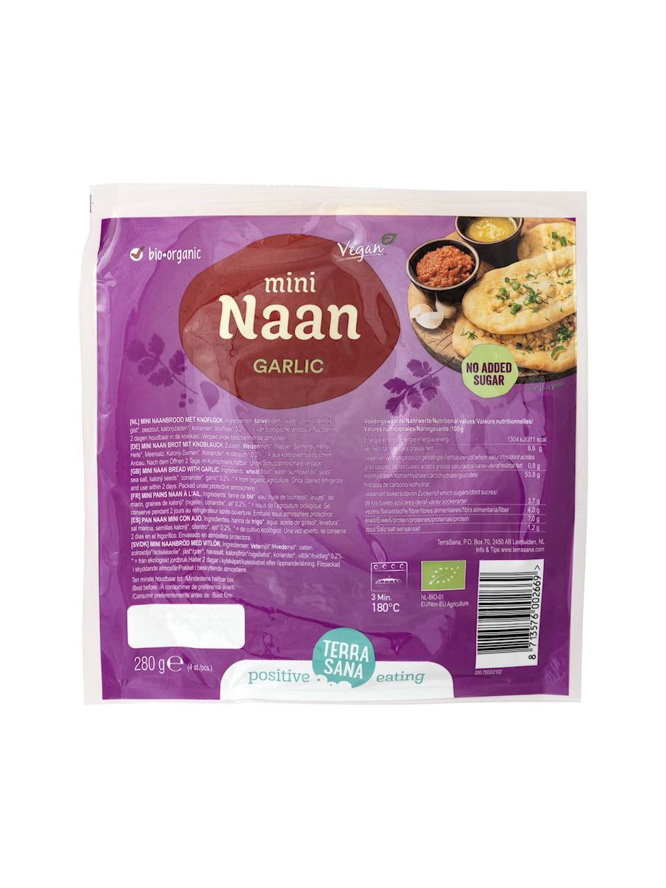 Mini Naanbrot mit Knoblauch BIO 280 g - TERRASANA