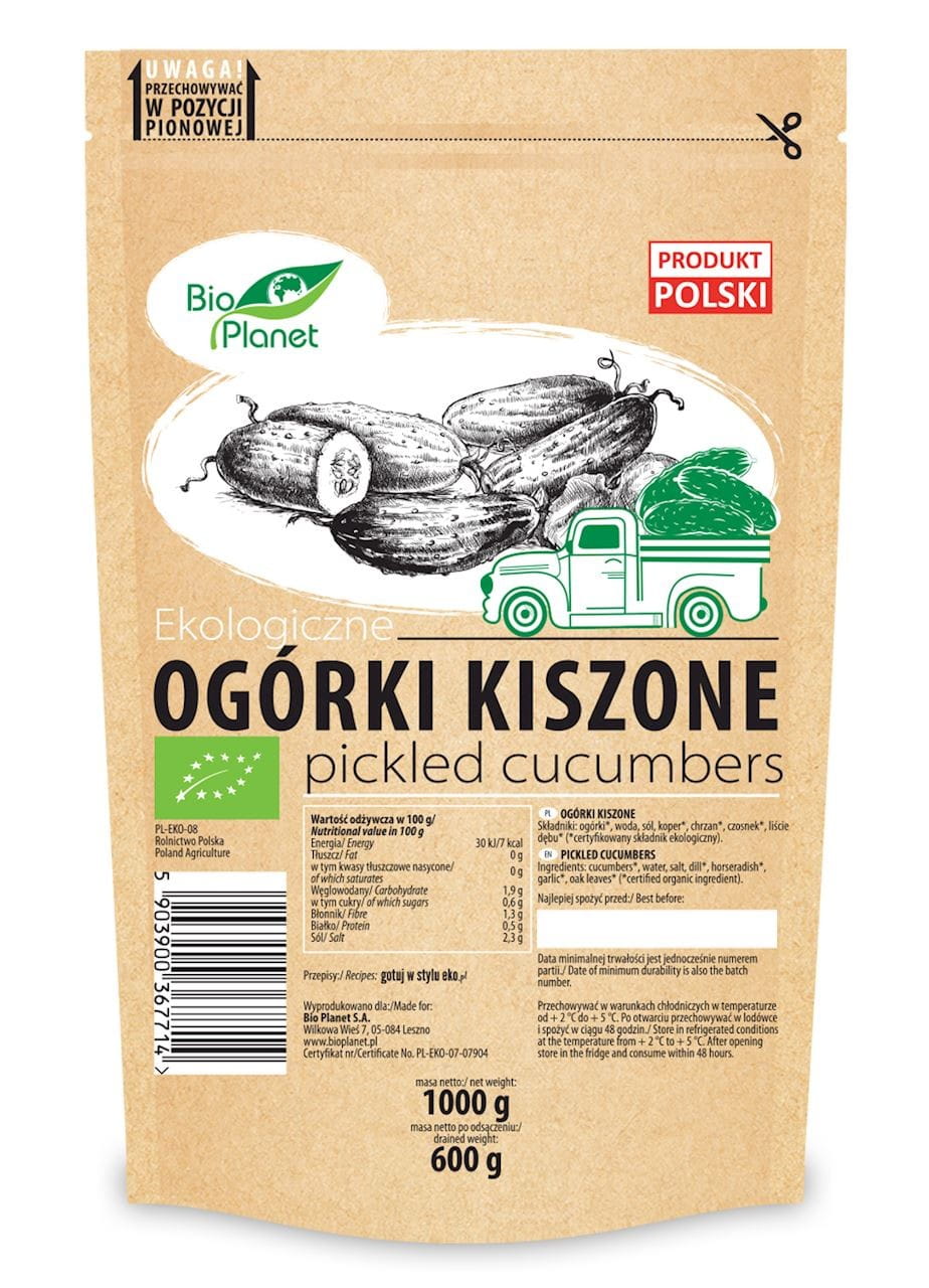 Eingelegte Gurken BIO 1 kg (600g) (Doypack) - BIO PLANET