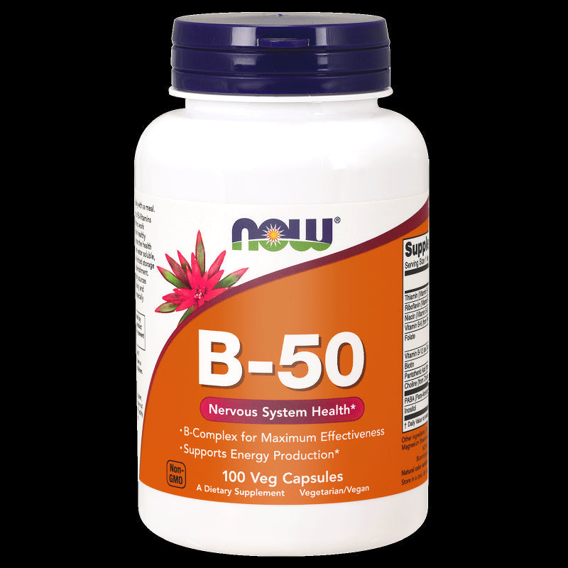 Vitamin B50 Vitamin B Complex 100 Capsules NOW FOODS – Biolaboratorium