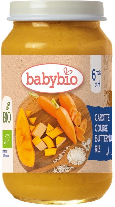 Gute-Nacht-Gericht: Reis mit Karotten und Butternusskürbis ab 6 Monaten glutenfrei BIO 200g BABYBIO