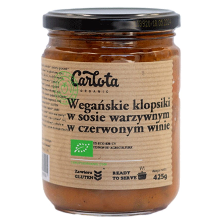 Vegane Frikadellen in Brühsoße in Rotwein BIO 425g CARLOTA ORGANIC