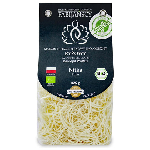 Weiße Reisnudeln "Faden" glutenfrei BIO 225g FABIJAŃSCY