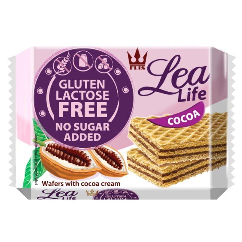 Kakaowaffeln ohne Gluten, Laktose und ohne Zuckerzusatz 95g LEA LIFE