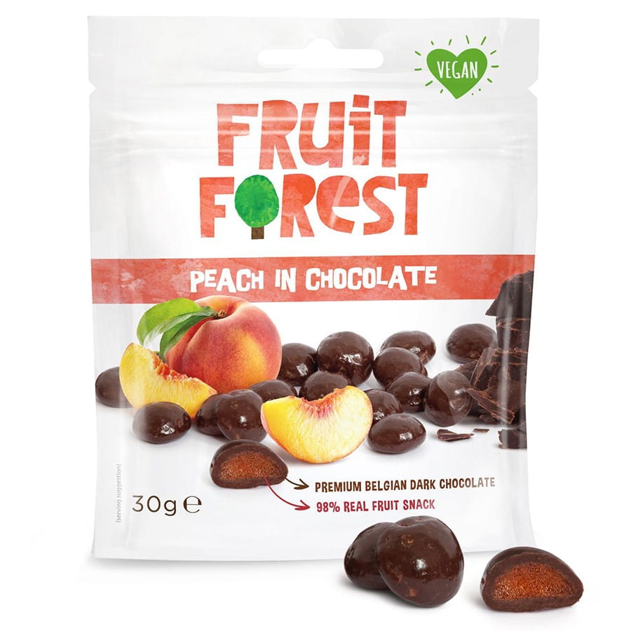 Fruchtbonbons mit Pfirsich in Schokolade 30g FRUIT FOREST