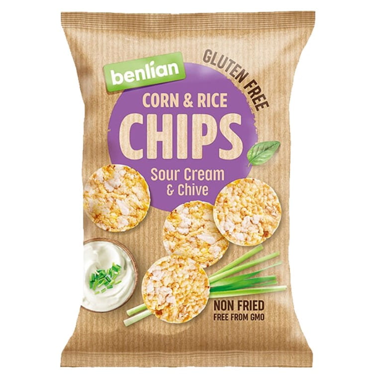 Mais- und Reischips - Sauerrahm und Schnittlauch 50g BENLIAN