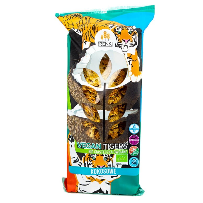 Haferkekse vegan Tiger - vegan mit Kokosflocken BIO 120g IRENKI