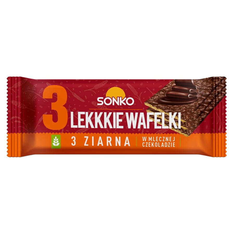 Leichte Waffeln 3 Körner in Milchschokolade 36g SONKO