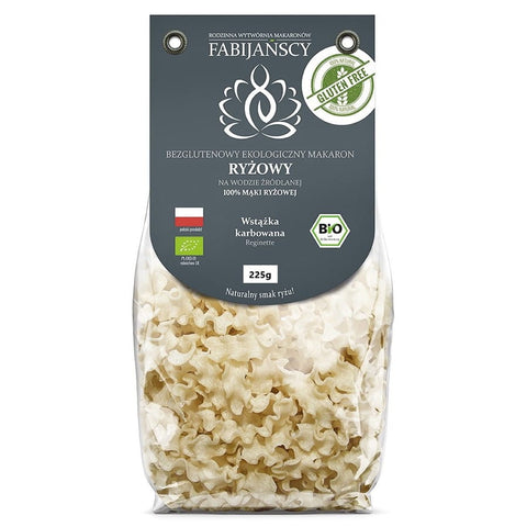 Weiße Reisnudeln "Rippenband" glutenfrei BIO 225g FABIJAŃSCY