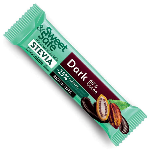 Dunkler Schokoriegel 60% Kakao gesüßt mit Stevia 25g SWEET & SAFE