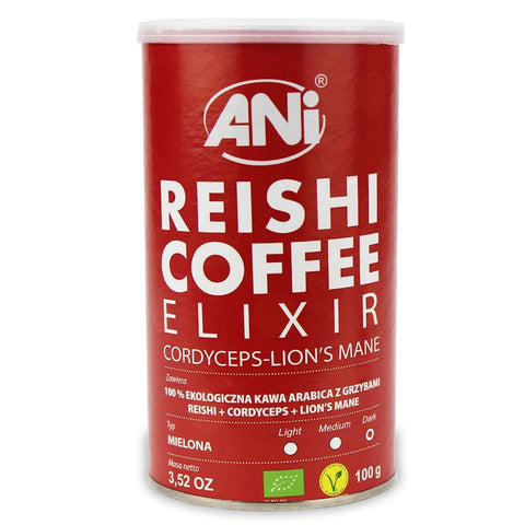 Café moulu Arabica aux champignons Reishi + Cordyceps + Crinière de lion BIO 100 g - ANI