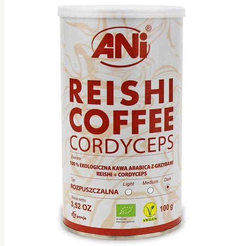 Café instantané Arabica aux champignons Reishi + Cordyceps BIO 100 g - ANI