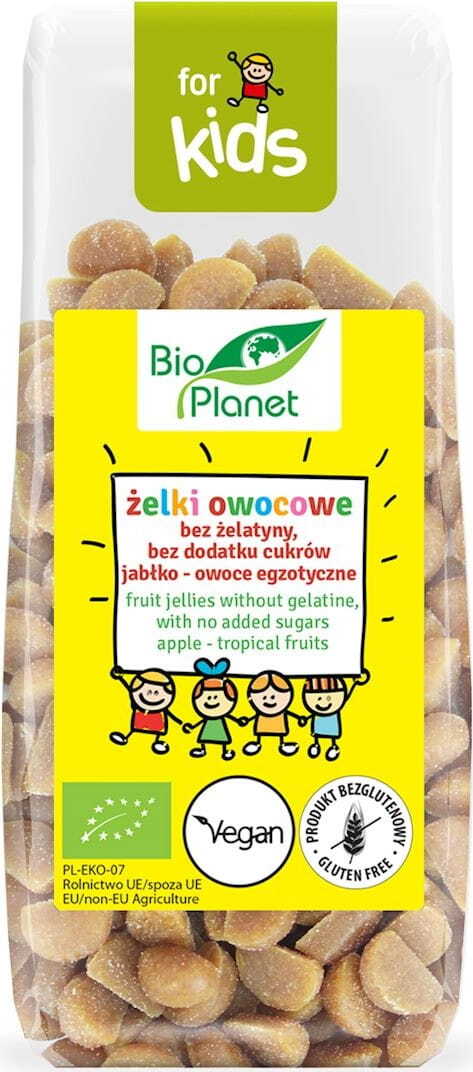 Gommes sans gélatine sans sucre ajouté pomme - fruit exotique BIO 100 g - BIO PLANET