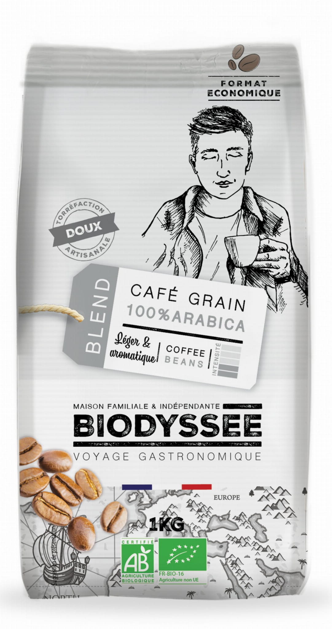 Coffee 100% mild Arabica beans 1 kg ECO BIODYSSEE