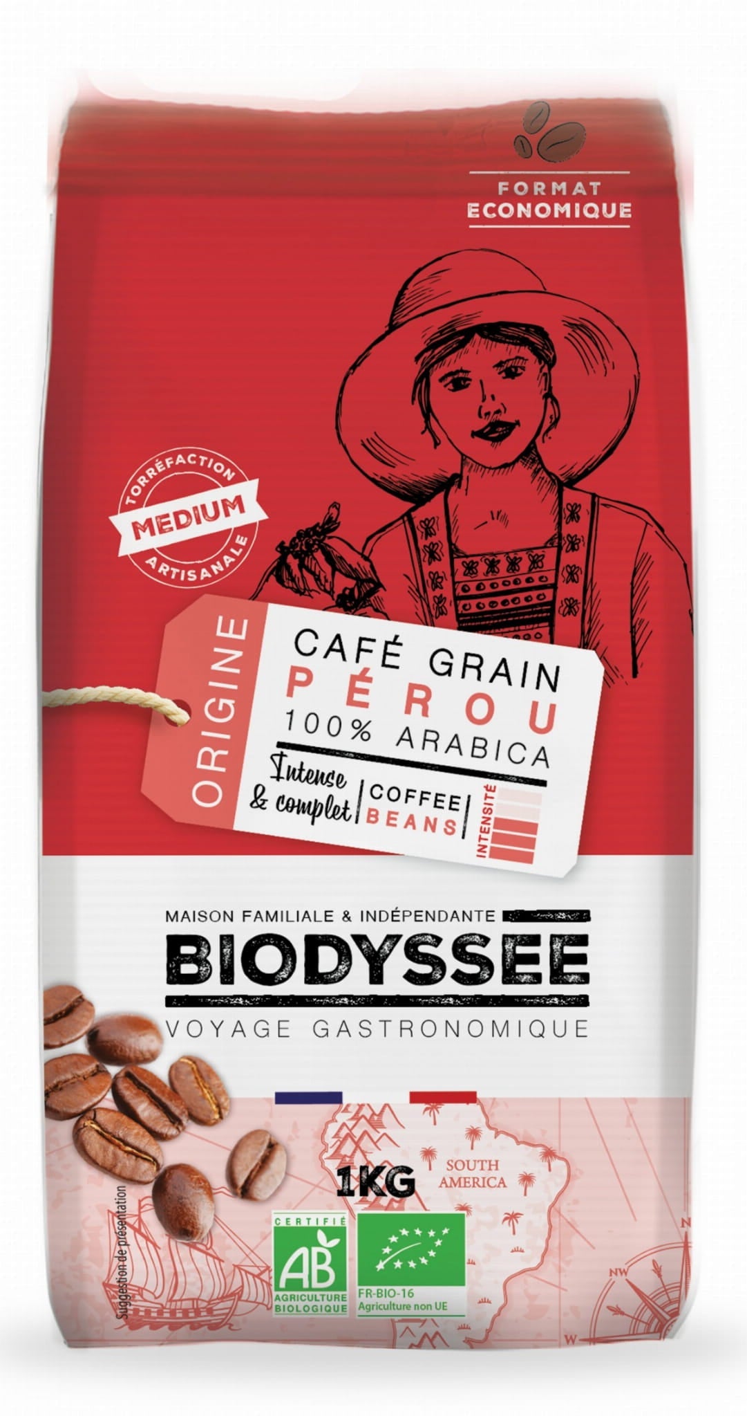 Café 100% Arabica grains du Pérou 1 kg ECO BIODYSSEE