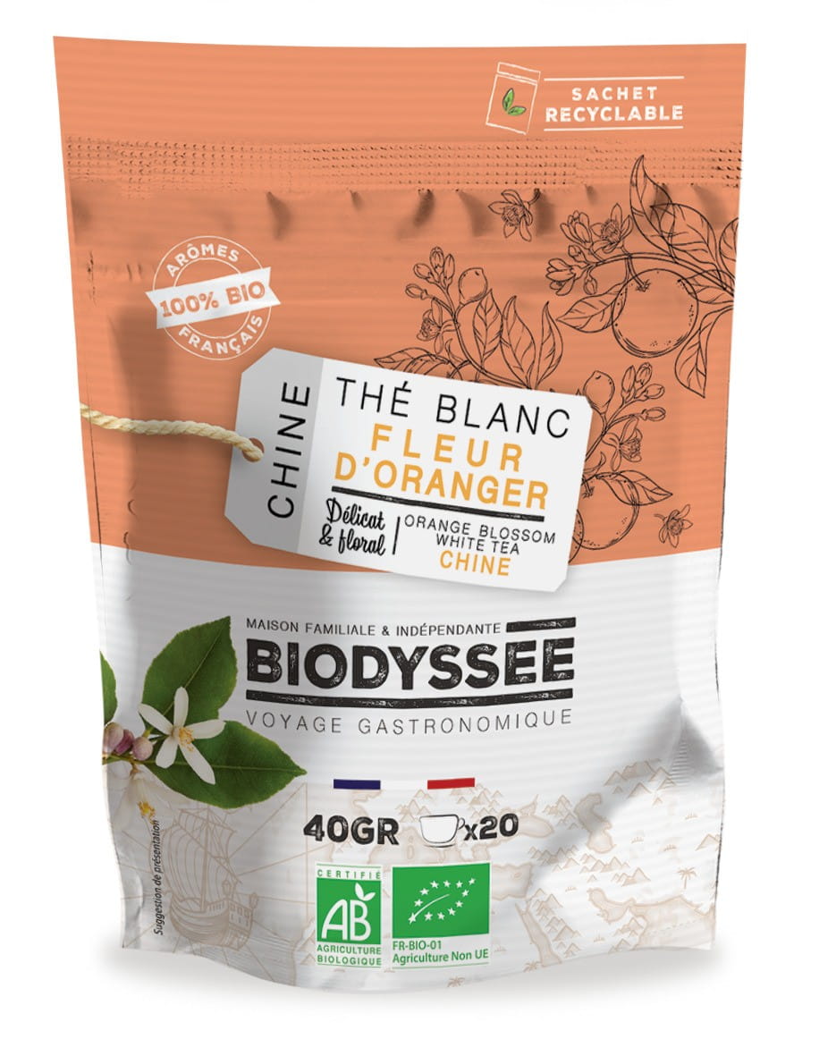 Thé blanc aux pétales. Orange 40g ECO BIODYSSEE