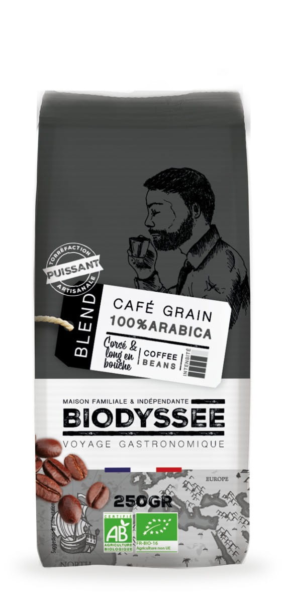 Café en grains 100% Arabica fort 250 g ECO BIODYSSEE