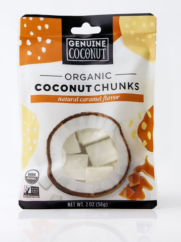 Morceaux de noix de coco fraîche au goût de caramel Sans gluten BIO 56 g - VRAIE NOIX DE COCO