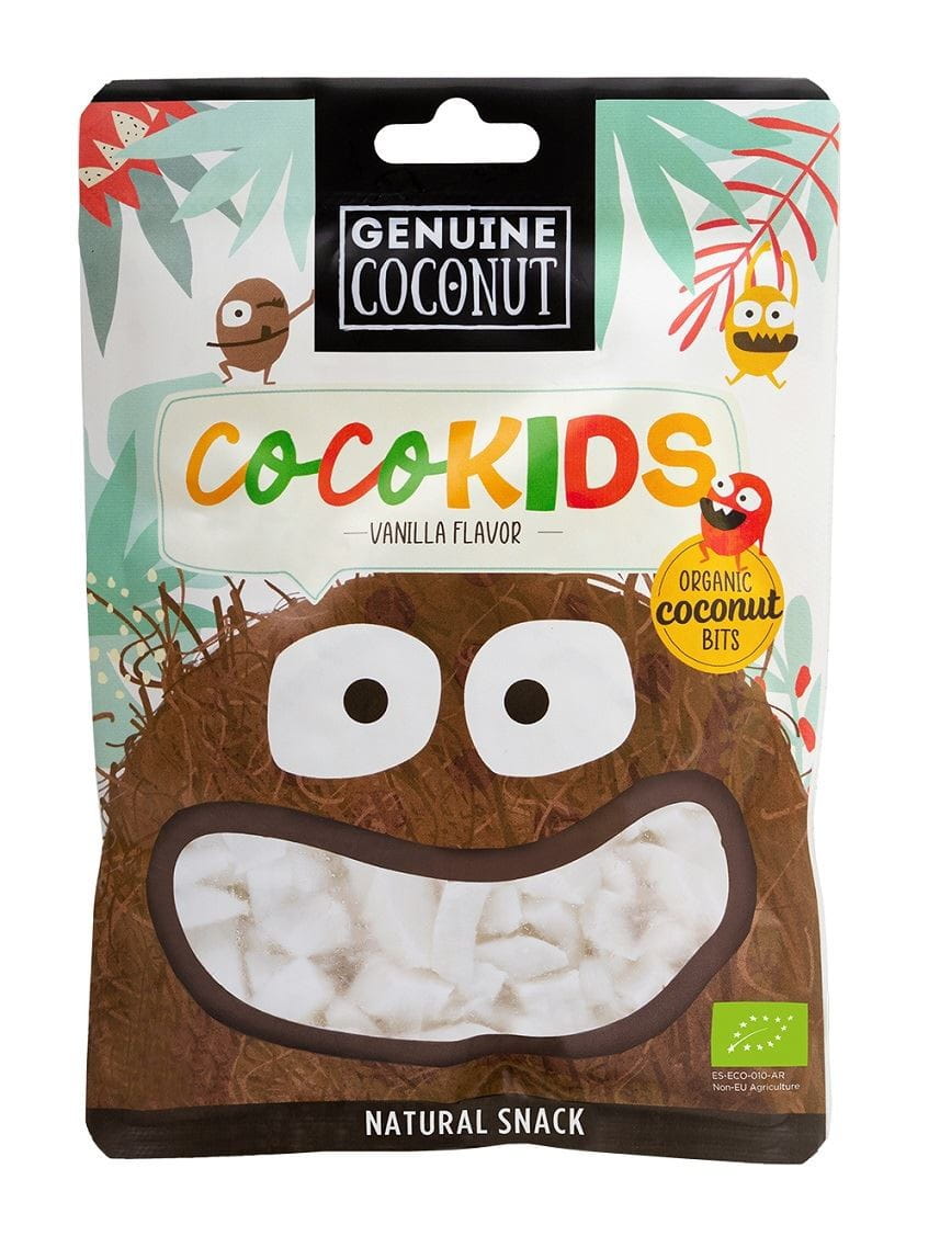 BOUCHÉES FRAÎCHES À LA NOIX DE COCO POUR ENFANTS, GOUT VANILLE BIO 56 g - VRAIE NOIX DE COCO