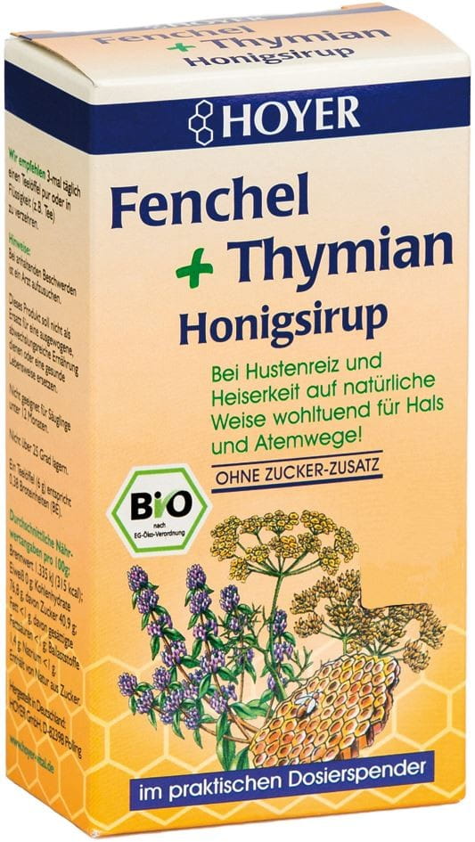 Sirop de miel BIO au fenouil et au thym 250 g - HOYER