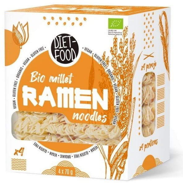 Nouilles Ramen Millet 100% sans beurre. ALIMENT DIET BIOLOGIQUE 280 g