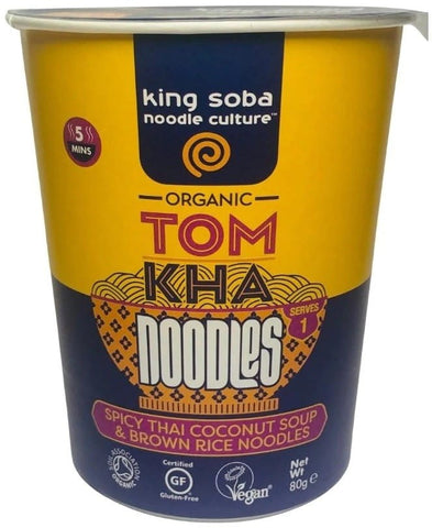 Spicy tom kha instant soup with brown rice ramen noodles gluten free BIO 85 g - KING SOBA