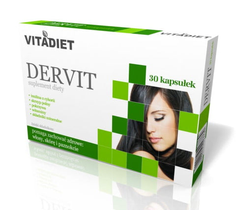 Dervit 30 capsules strengthens hair and nails - VITADIET