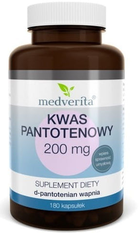 Pantothenic Acid 200 MG 180 Capsules MEDVERITA