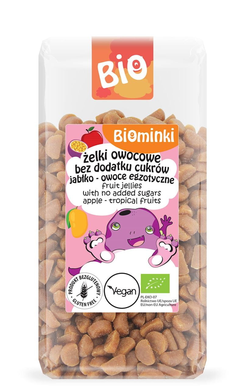 Fruchtgelees ohne Zuckerzusatz Apfel - glutenfreie exotische Früchte BIO 400 g - BIOMINKI