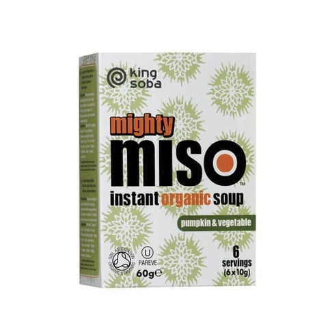 Glutenfreie Instantsuppe mit weißem Miso, Kürbis und Gemüse BIO (6 x 10 g) 60 g - KING SOBA