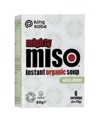 Gluten-free instant soup with red miso tofu and ginger ORGANIC (6 x 10 g) 60 g - KING SOBA